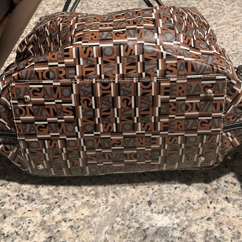 LMT: Salvatore Ferragamo Shoulder Brown Pouch Attached Handbag -NWOT - Picture 9 of 16